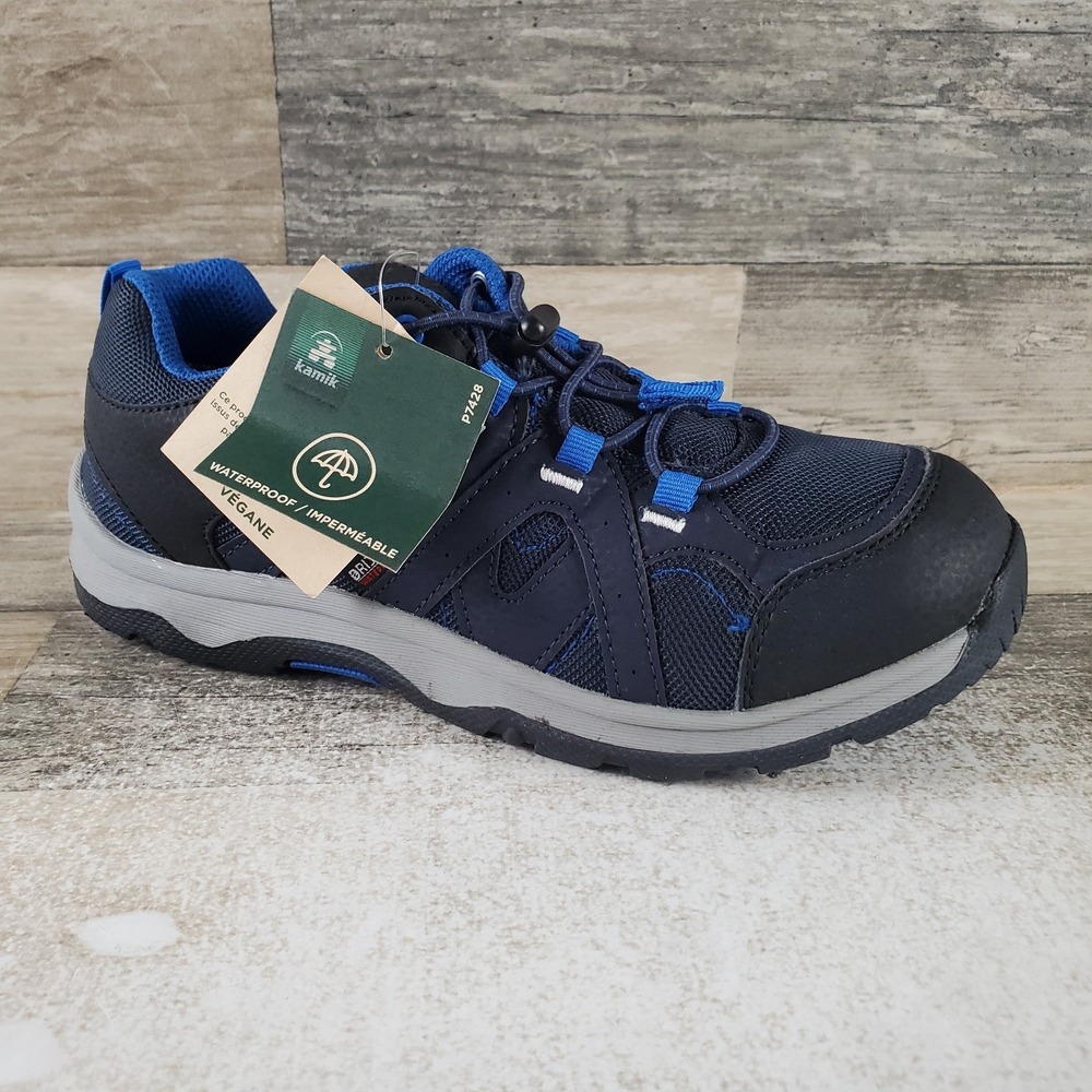 Kamik Trax Kids Shoes Sz 5 Navy Blue Mesh Waterproof Round Toe Lace Up Sneakers